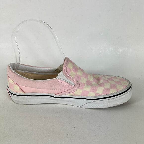 VANS Classic Slip-On Shoes Women 6 Pink Checkerboard Canvas Elastic Side Comfort - Picture 3 of 12